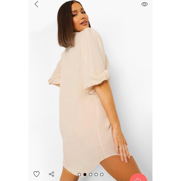 Puff Sleeve Oversized Shirt Dress - Picture 2 of 3